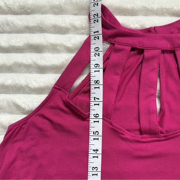 New York & Company Blouse Cut Out Halter Relaxed Fit Tank Top Medium Pink - Picture 7 of 7